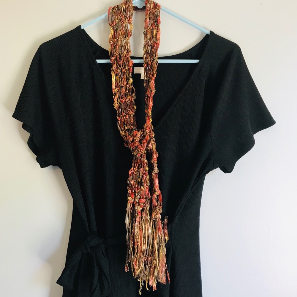 Shiny crocheted fashion scarf